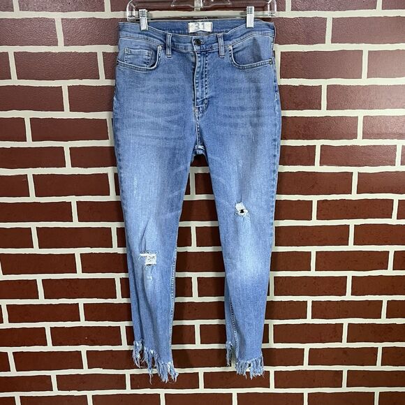 Free People We The Free Jeans Womens 31 Great Heights Frayed Skinny Light Wash - Picture 1 of 8